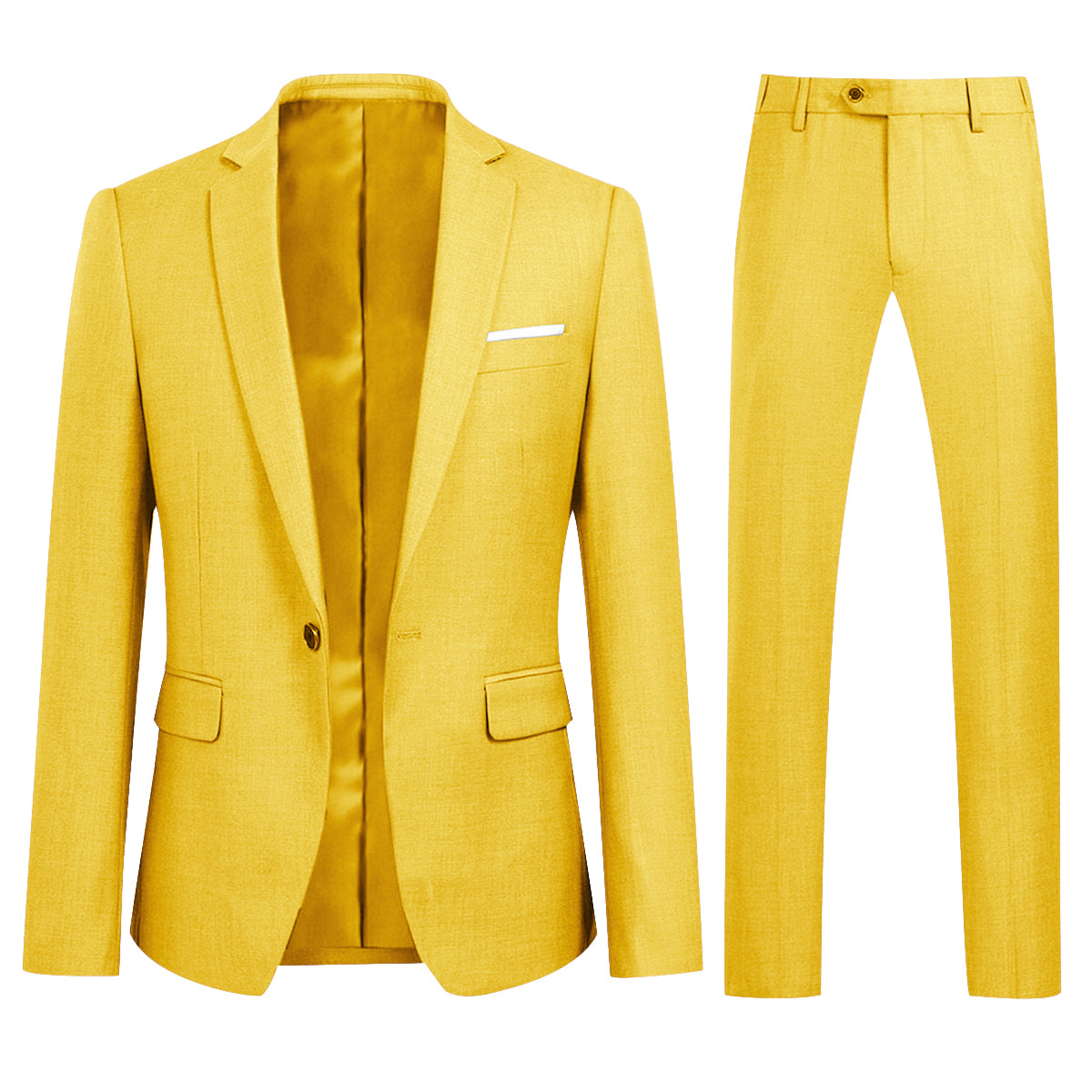 YFFUSHI Slim Fit 2 Piece Suit for Men One Button Casual/Formal Tuxedo Yellow