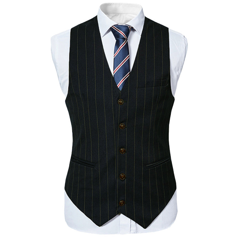 YFFUSHI Three Piece Suit Stripe Design Suit Onyx Black