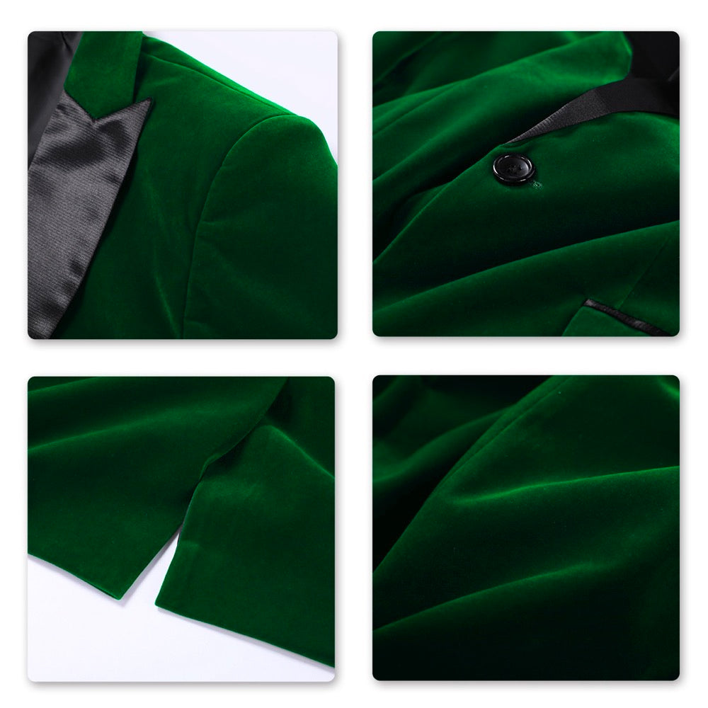 YFFUSHI Mens Slim Fit 2-Piece Pleuche Velvet Tuxedo Suit Green