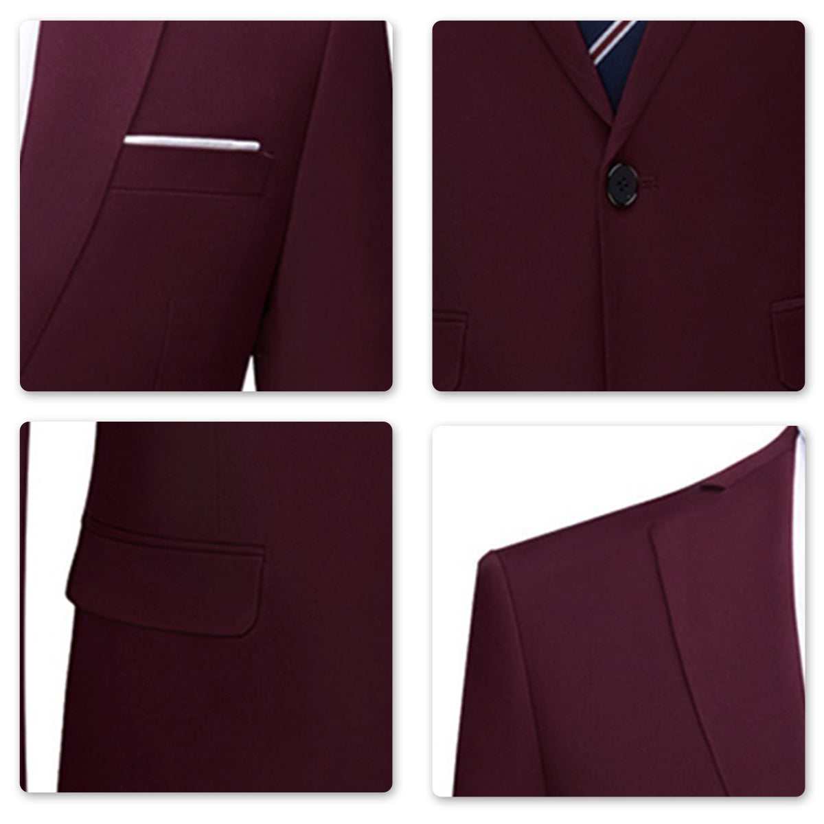 Mens Wine Red Slim Fit One Button Blazer