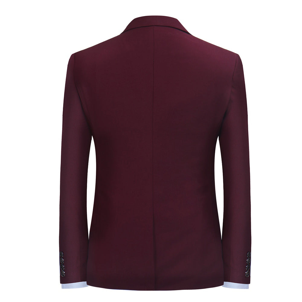 Mens Wine Red Slim Fit One Button Blazer