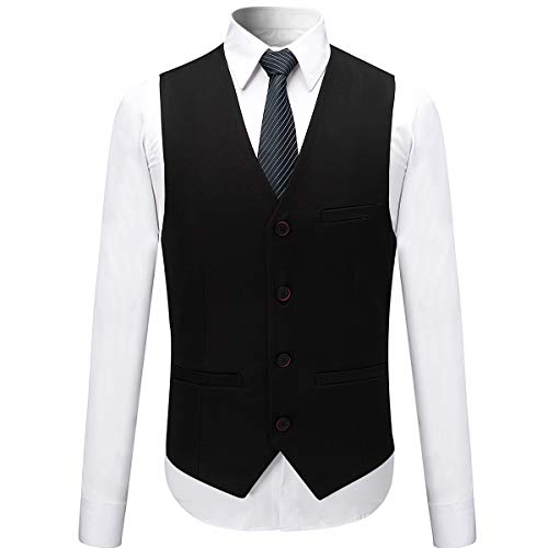 Mens Slim Fit Classic Fit One Button 3-Piece Suits Black