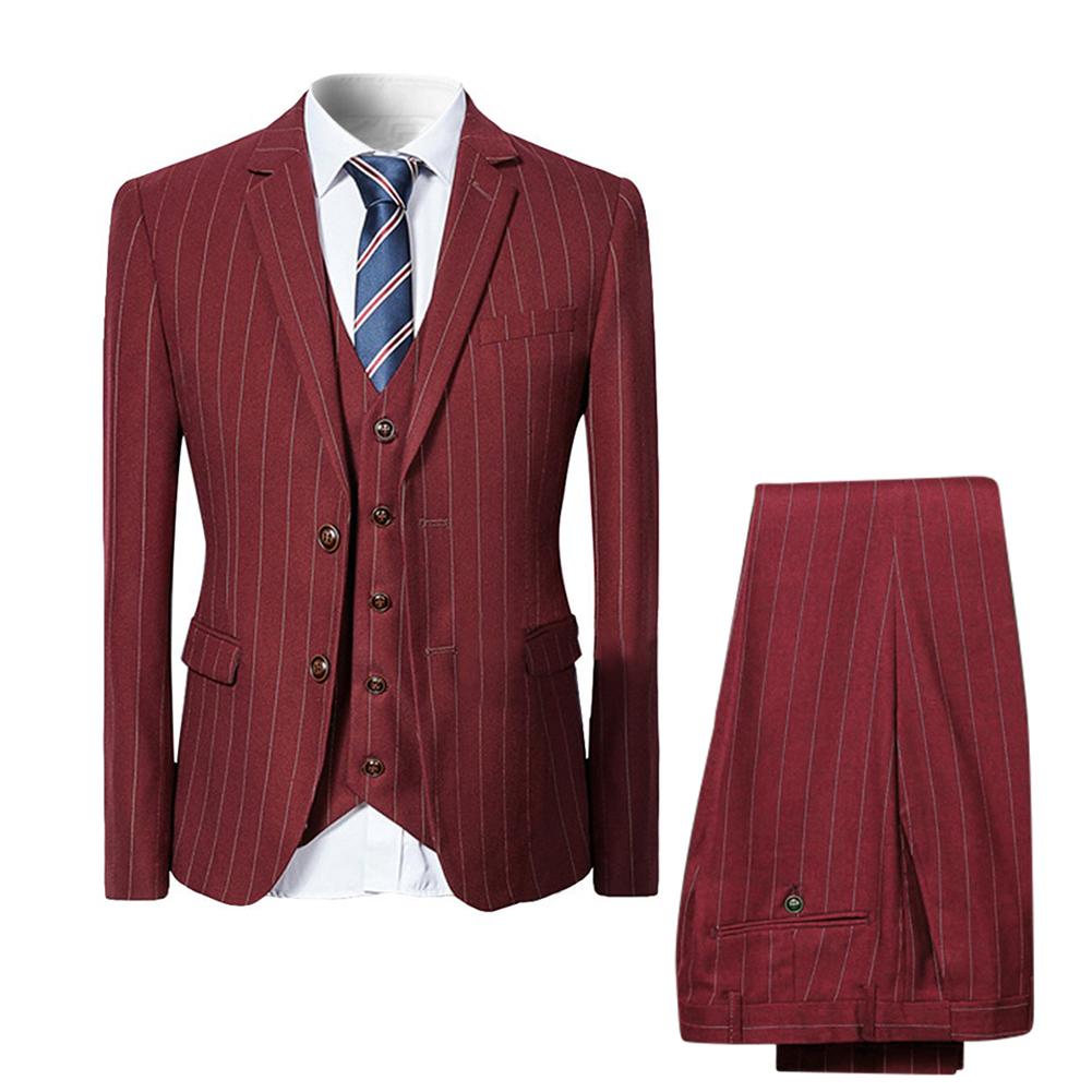 YFFUSHI Three Piece Suit Stripe Design Suit Guards Red