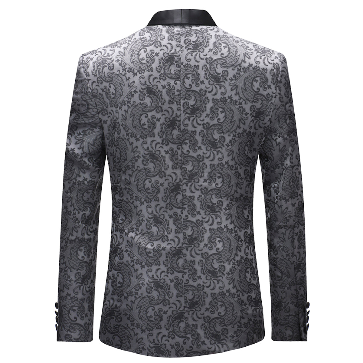 YFFUSHI Mens Slim Fit Exquisite Pattern 3 Piece Dress Suit Black