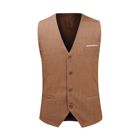 YFFUSHI Mens Formal Slim Fit Business Wedding Dress Vest Waistcoat Brown