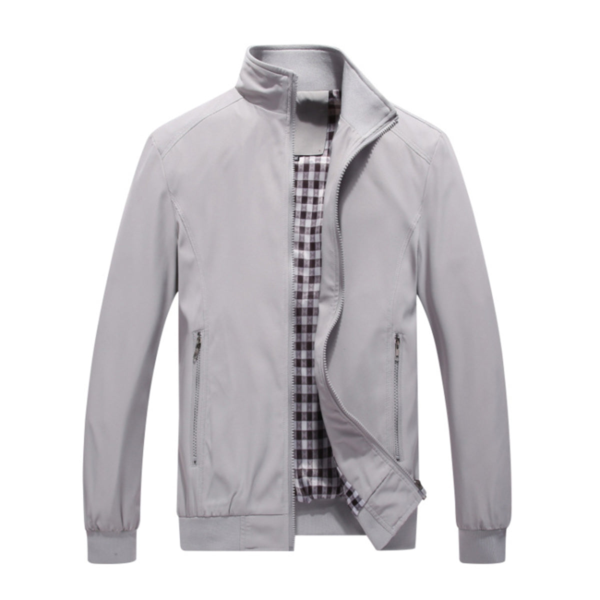 YFFUSHI Mens Casual Jacket Lightweight Outdoor Zipper Softshell Windbreaker Jacket Grey