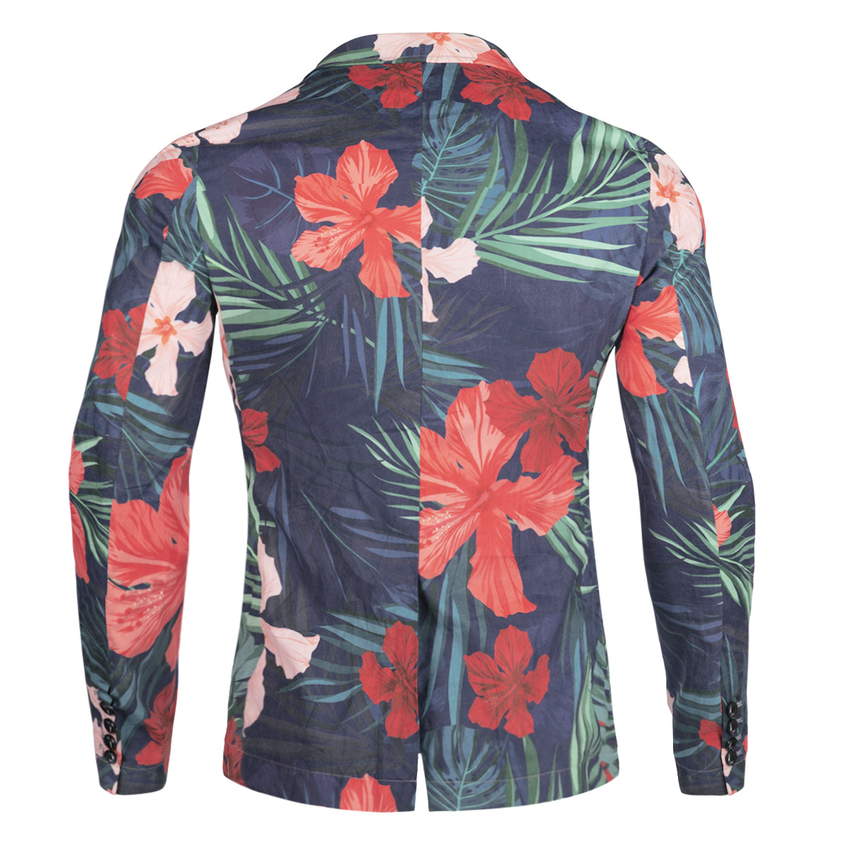 YFFUSHI Mens Red Flower Green Leaves Printed Slim Fit Casual Blazer Green