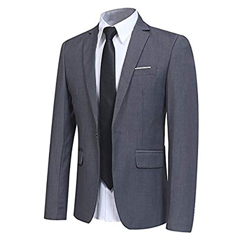 Mens Grey Slim Fit One Button Blazer