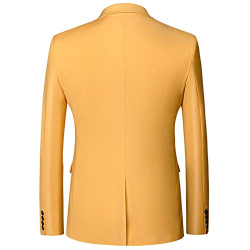 YFFUSHI Mens Slim Fit Blazer Two-Button Casual Suit Jacket Yellow