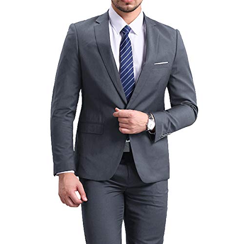 Mens Grey Slim Fit One Button Blazer