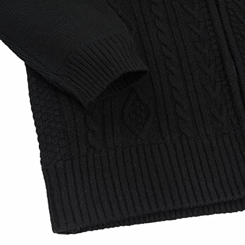 Mens Knitted Cardigan Thick Sweater Full Zip Stand Collar Warm Jumper Fleece Lined Winter Coat