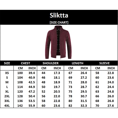 Mens Knitted Cardigan Thick Sweater Full Zip Stand Collar Warm Jumper Fleece Lined Winter Coat