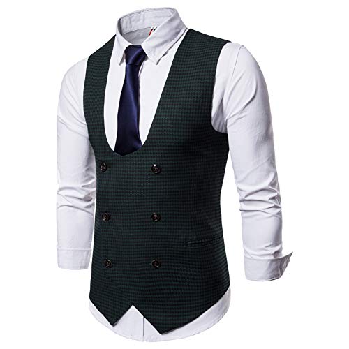 YFFUSHI Mens Slim Fit Formal Premium Vest Waistcoat Green