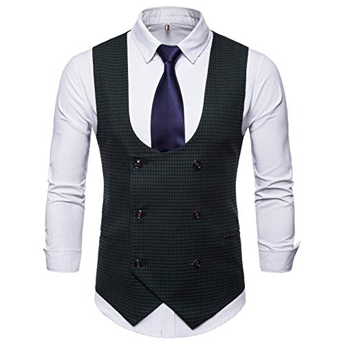 YFFUSHI Mens Slim Fit Formal Premium Vest Waistcoat Green