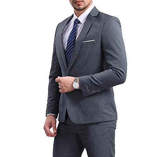 Mens Grey Slim Fit One Button Blazer