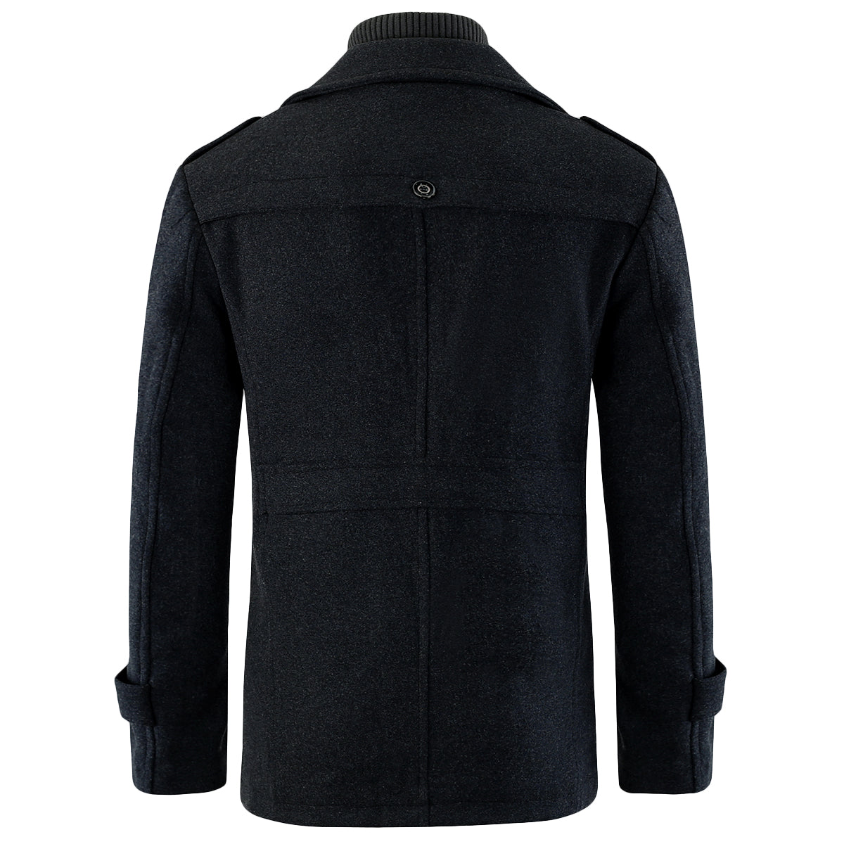 YFFUSHI Men's Winter Wool Trench Coat Fleece Blend Stylish Single Breasted Warm Peacoat Black