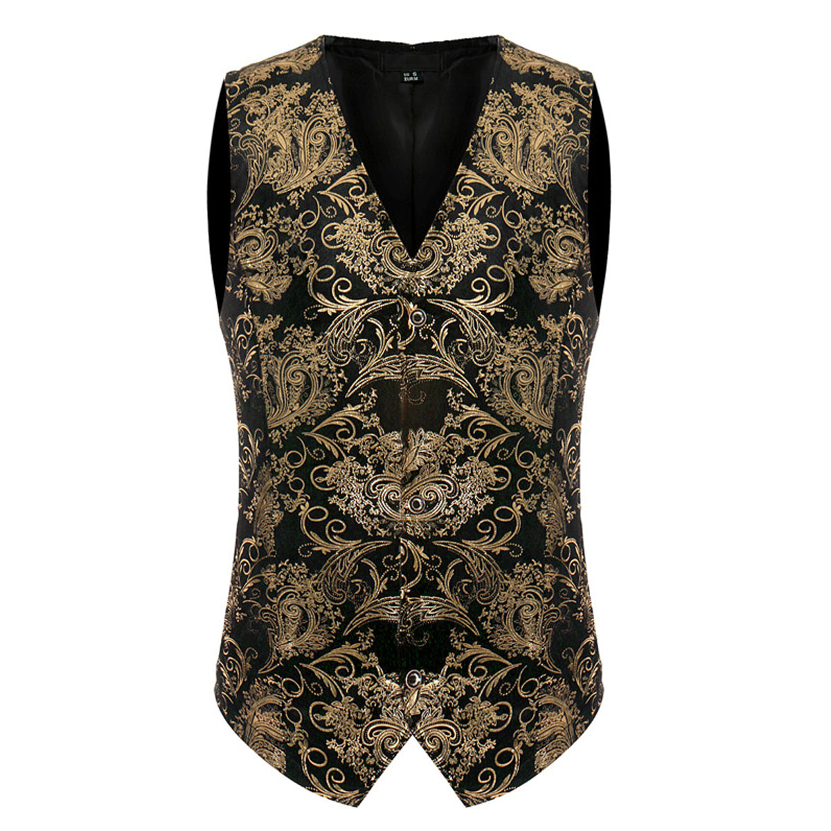 YFFUSHI Mens Slim Fit Paisley Vest Gold