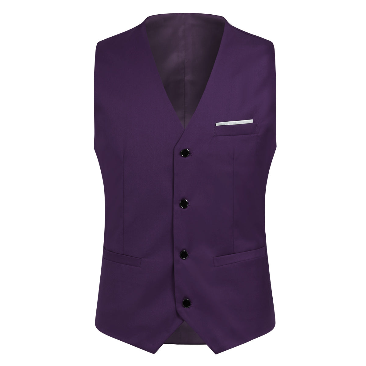 YFFUSHI Mens 3 Piece Suit Slim Fit One Button Solid Color Formal Dress Purple