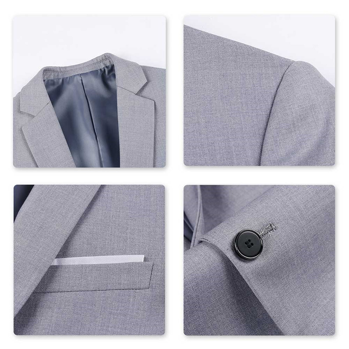 YFFUSHI Mens Slim Fit Blazer Two-Button Casual Suit Jacket Light Gray