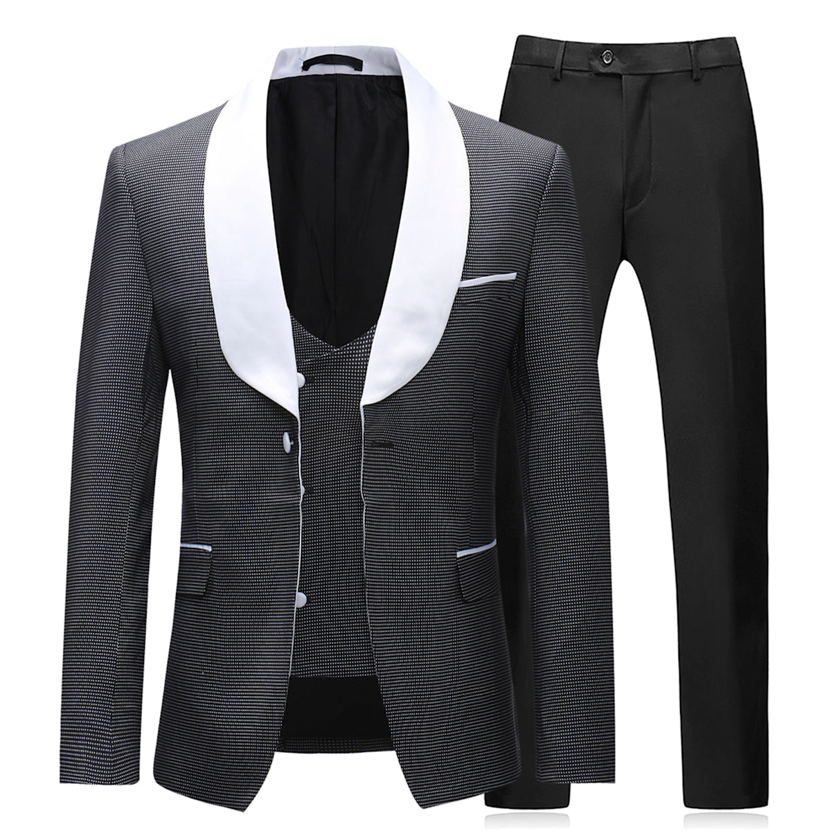 3-Piece Slim Fit Houndstooth Suit 2 Colors - YFFushi