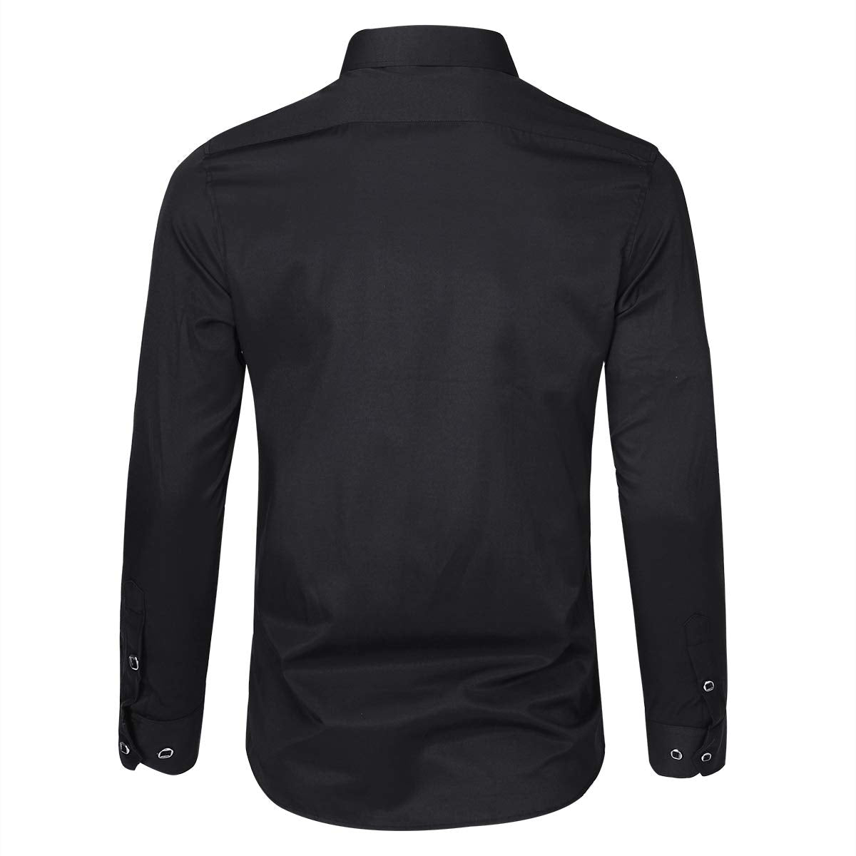 YFFUSHI Mens Shirt Pure Color Long Sleeve Button Down Shirt Black