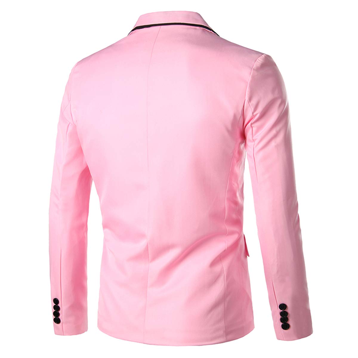 YFFUSHI Men's Casual Suit Jacket 1 Button Slim Fit Business Solid Blazer Coat Pink