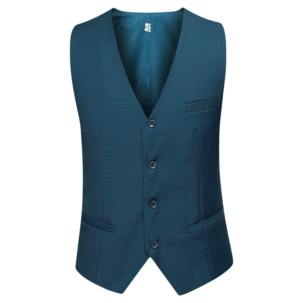 YFFUSHI Mens Suit Jacket Vest 2 Piece Set Slim Fit Separate Casual Formal Dress Tops Blue