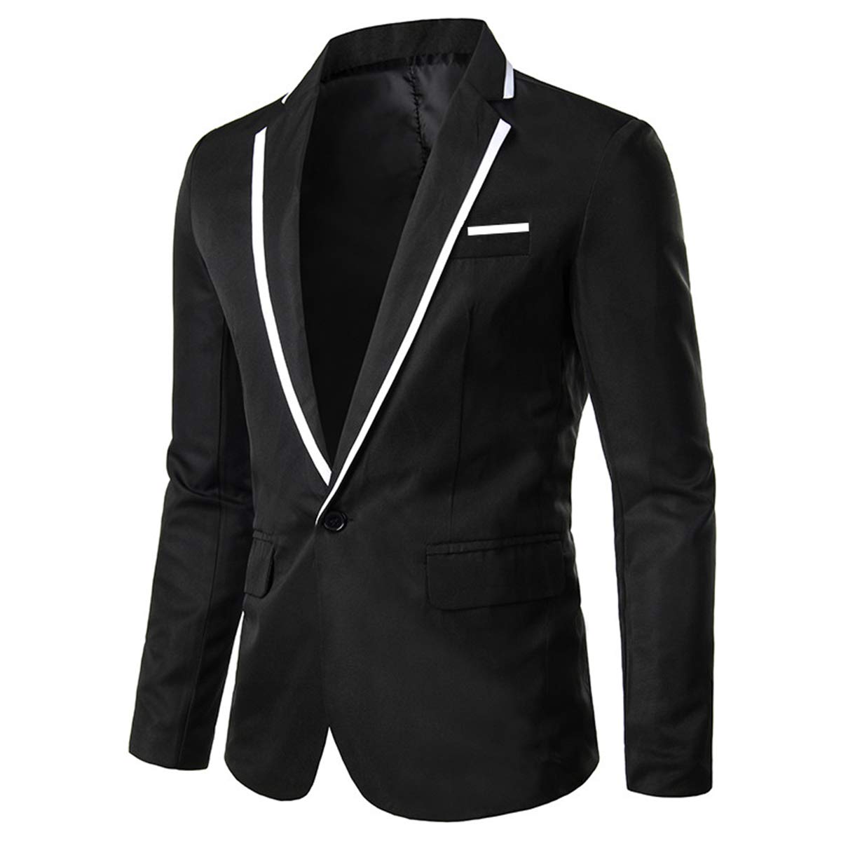 YFFUSHI Men's Casual Suit Jacket 1 Button Slim Fit Business Solid Blazer Coat Black