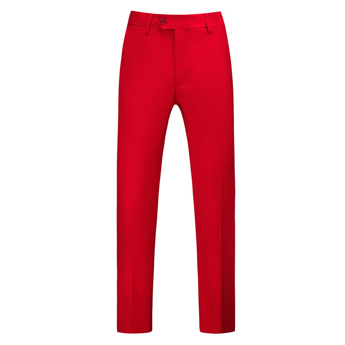 YFFUSHI Mens Flat Front Pants Slim Fit Premium Comfort Dress Trousers Red