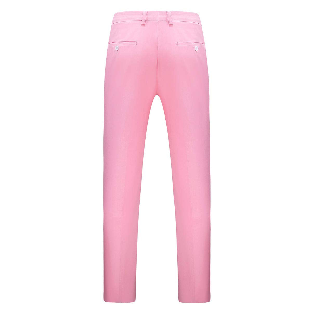 YFFUSHI Mens Flat Front Pants Slim Fit Premium Comfort Dress Trousers Pink