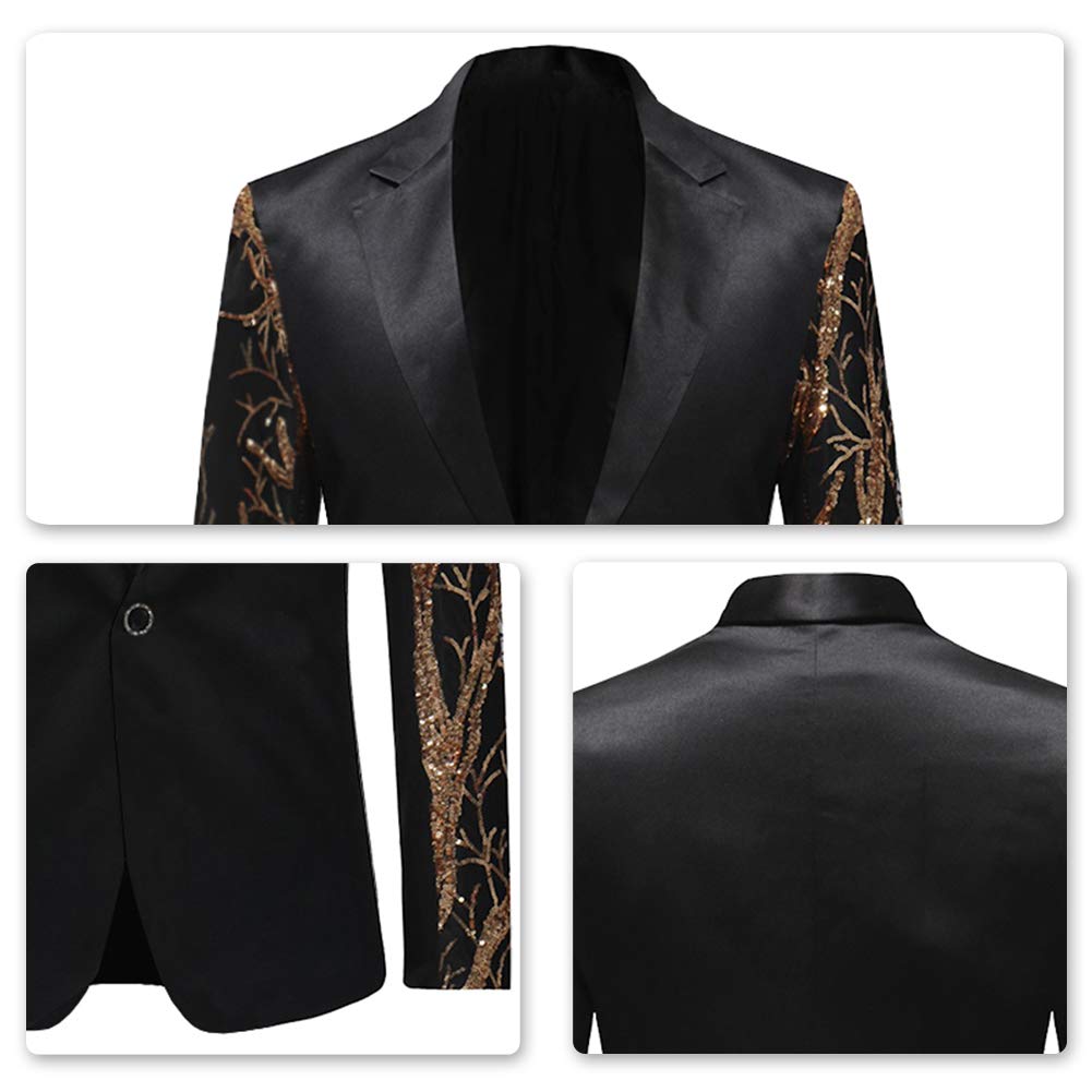 Mens Black Sequins Blazer