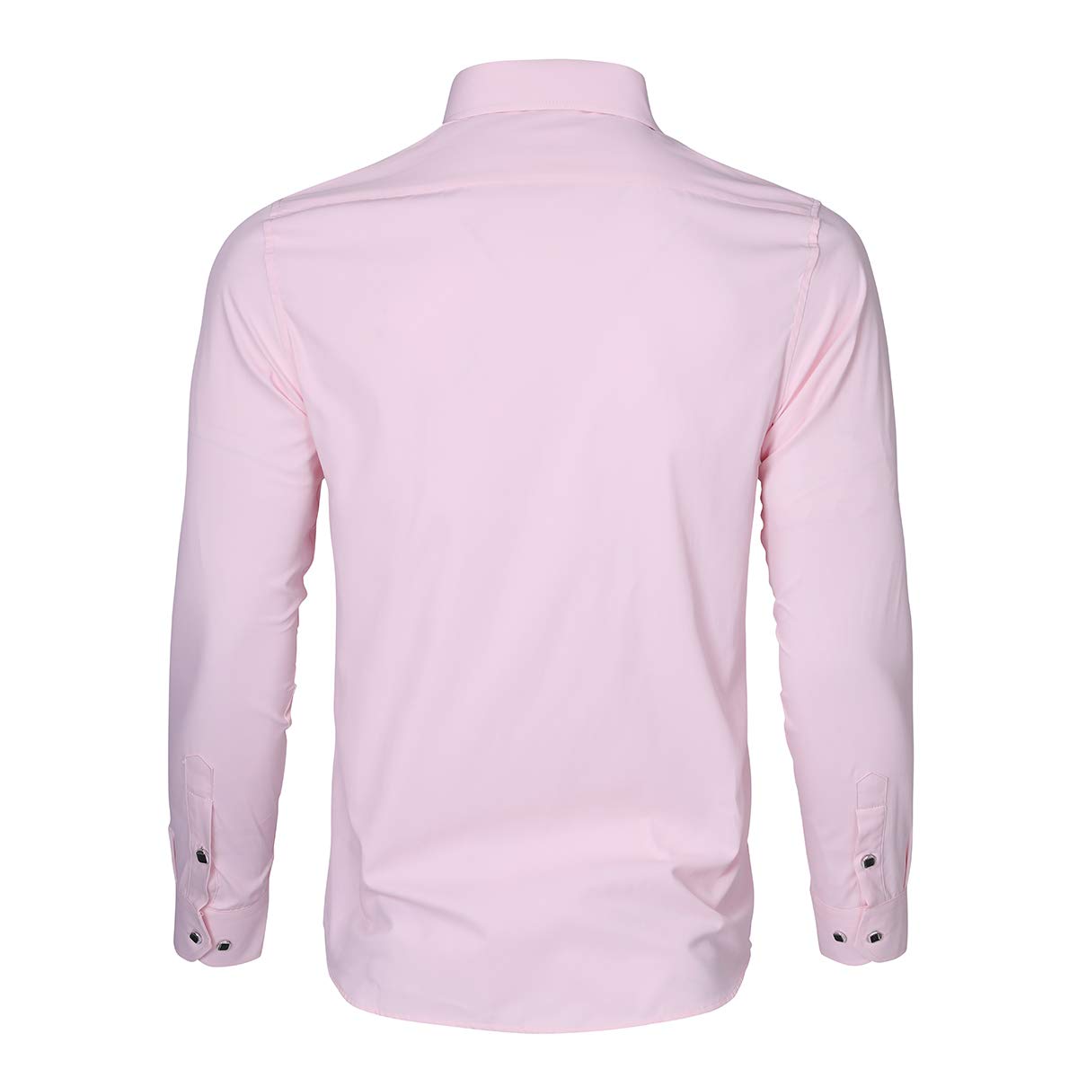 YFFUSHI Mens Shirt Pure Color Long Sleeve Button Down Shirt Pink