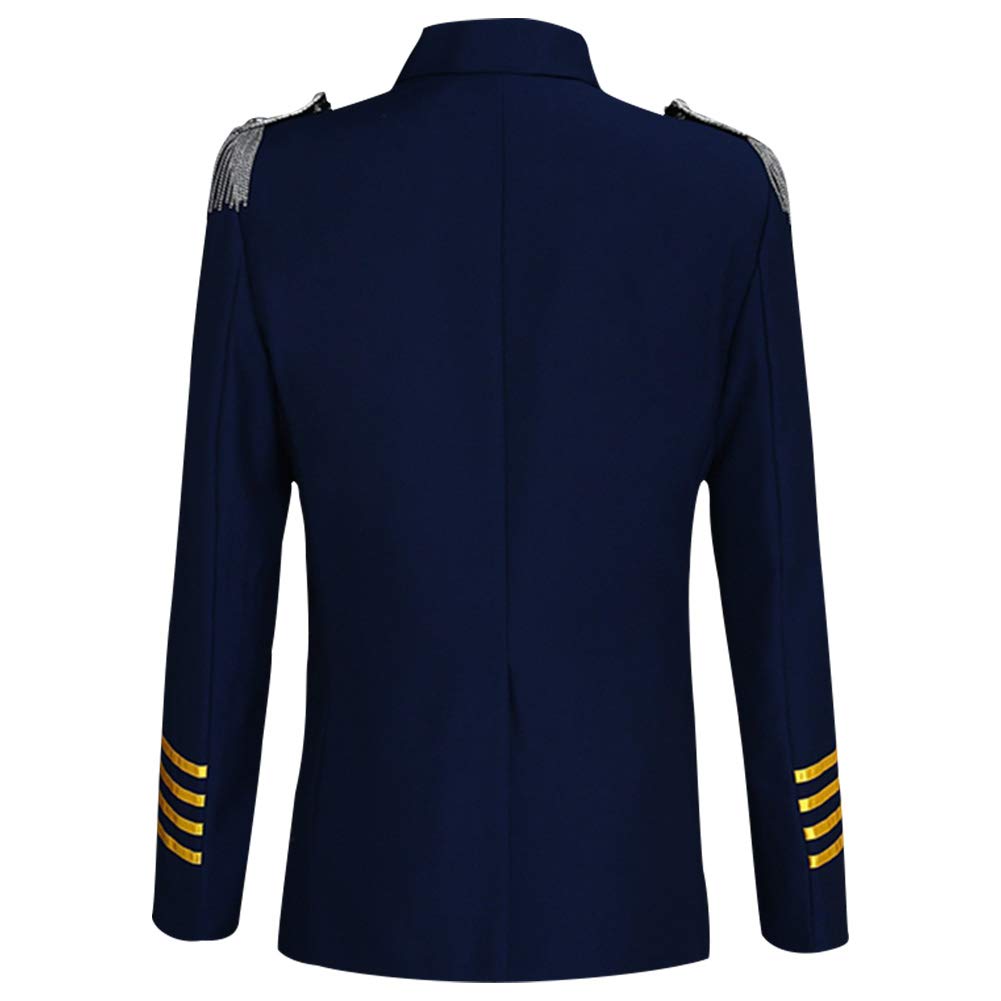 YFFUSHI Mens 2 Piece Suit Slim Fit Pilot Captain Uniform Blazer and Pants Navy