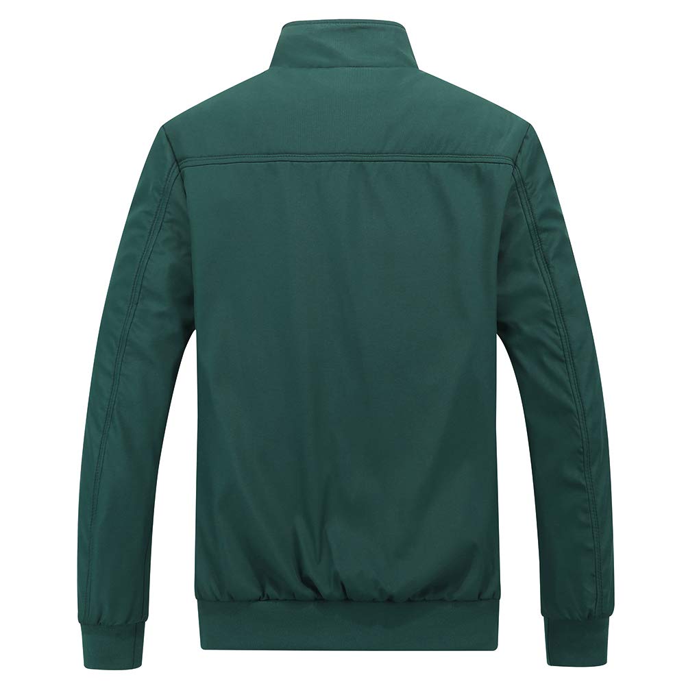 YFFUSHI Mens Casual Jacket Lightweight Outdoor Zipper Softshell Windbreaker Jacket Green