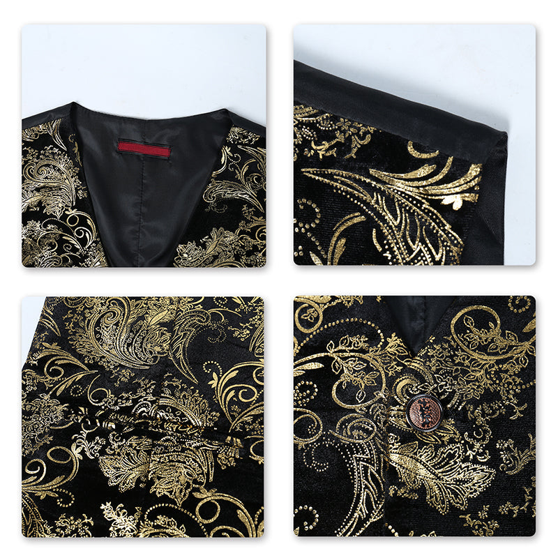 YFFUSHI Slim Fit Gold Stamping Vest Gold