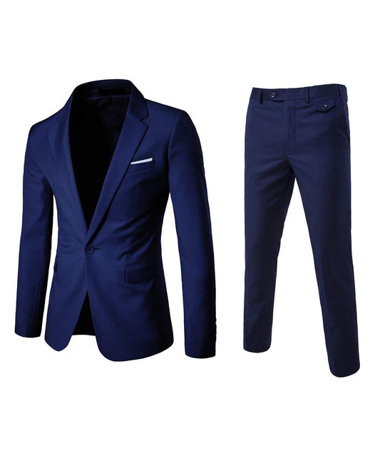 Mens Navy 2 Piece Slim Fit One Button Suits