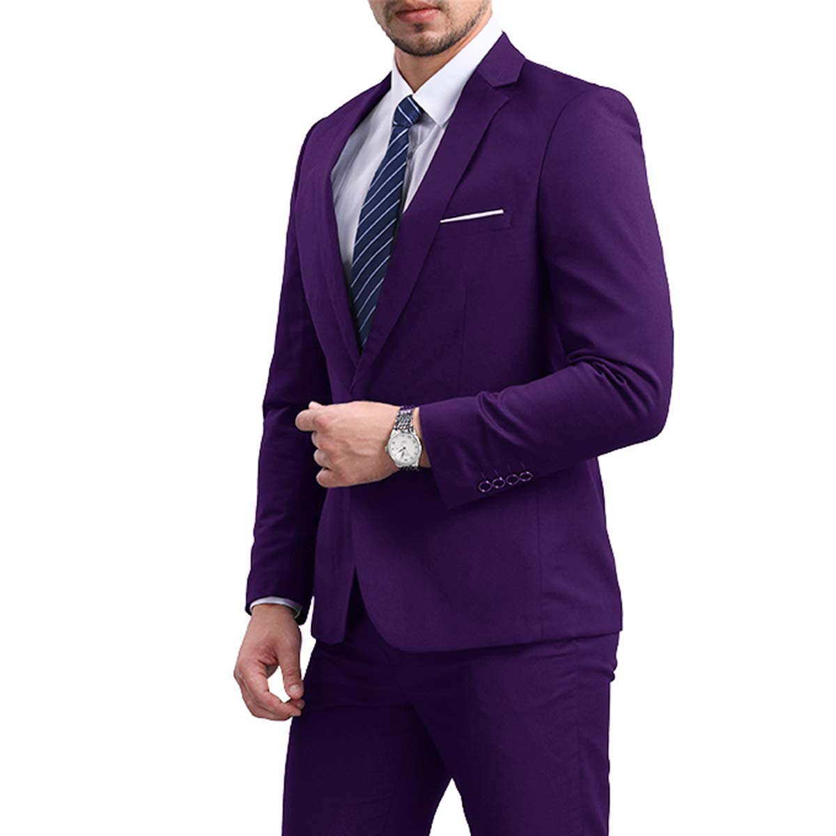 Mens Purple Slim Fit One Button Blazer