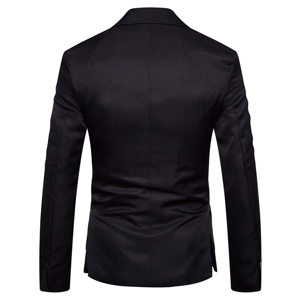 YFFUSHI Mens Suit Jacket 1 Button Notched Lapel Sport Coat Business Daily Blazer Black