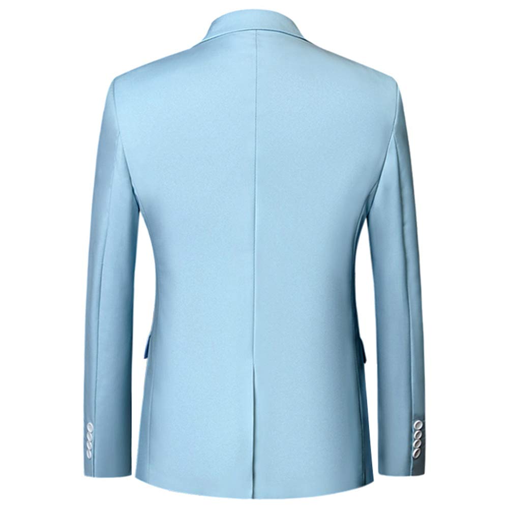 YFFUSHI Mens Slim Fit Blazer Two-Button Casual Suit Jacket Light Blue