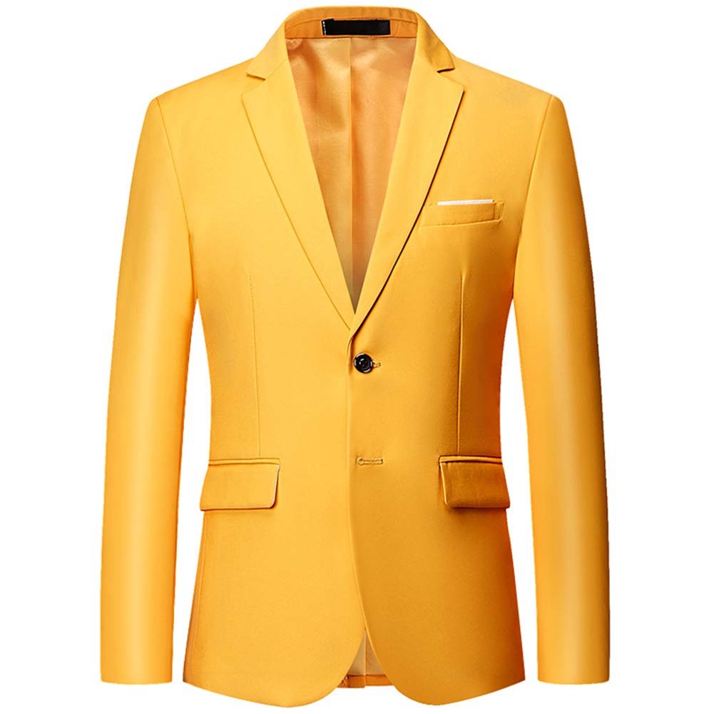 YFFUSHI Men's 2 Piece Suit Solid Two-Button Casual Elegant Tuxedo Yellow