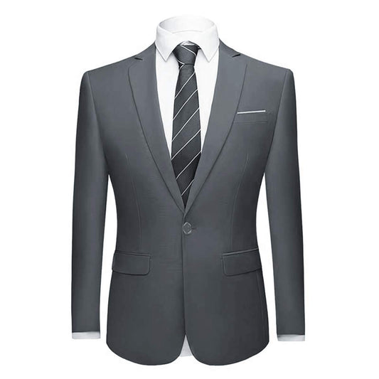 YFFUSHI Mens 2 Piece Set Slim Fit Casual Formal 1 Button Blazer Solid Dress Suit Shirt Dark Gray