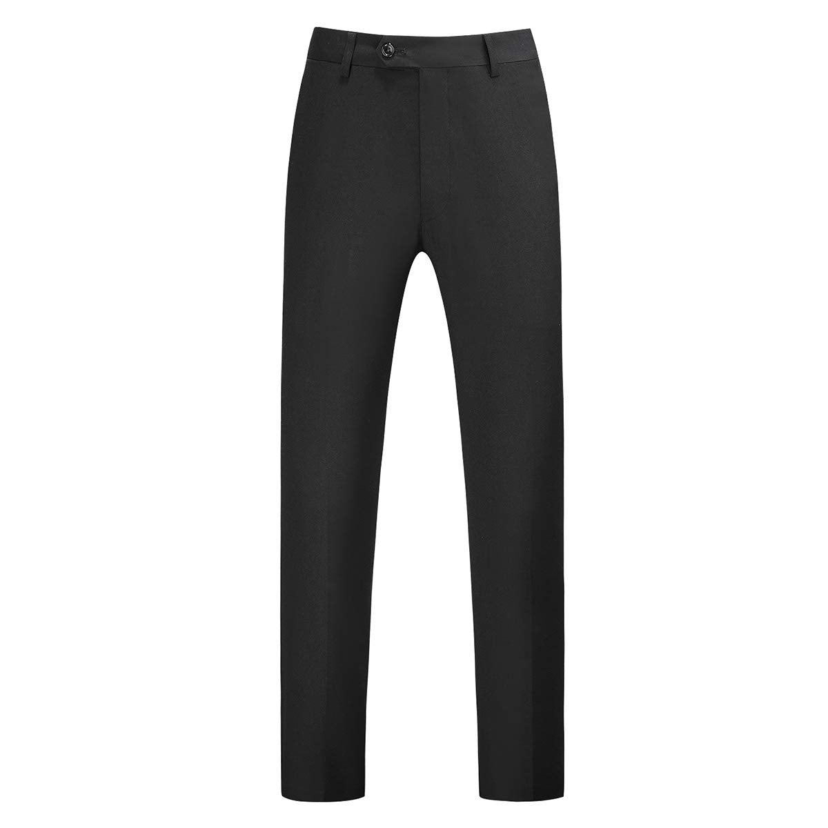 YFFUSHI Mens Flat Front Pants Slim Fit Premium Comfort Dress Trousers Black