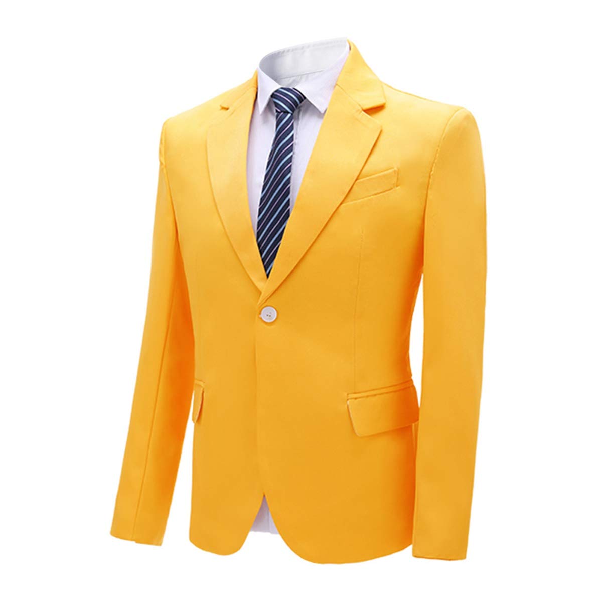 YFFUSHI Men's 2 Piece Suit One Button Closure Solid Color Suit Set Yellow