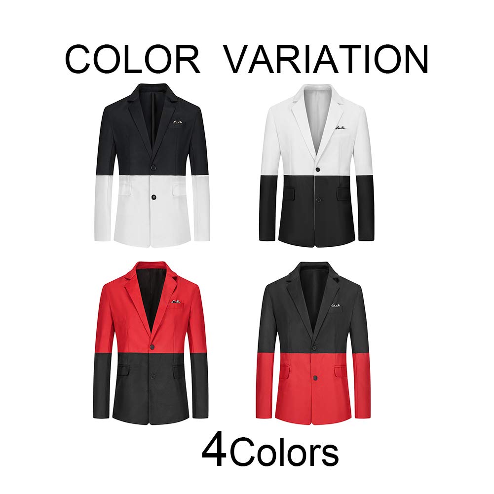 YFFUSHI Mens Casual Blazer 2 Buttons Classic Fit Daily Sports Coat Black Red