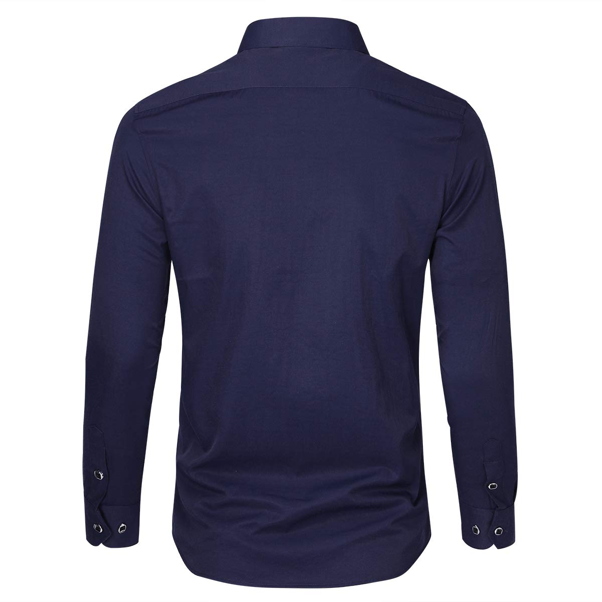 YFFUSHI Mens Shirt Pure Color Long Sleeve Button Down Shirt Navy