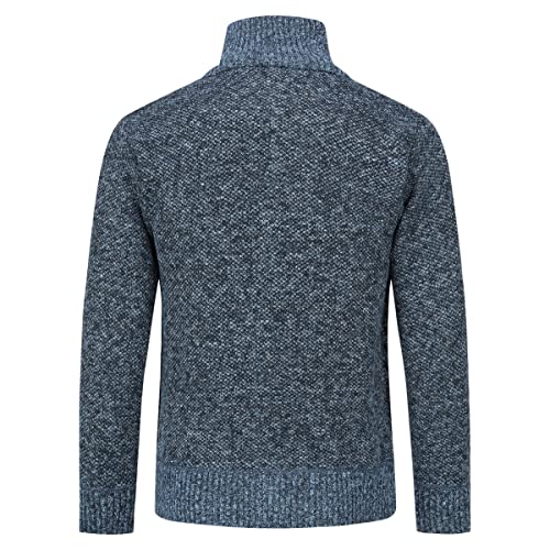 Mens Knitted Cardigan Thick Sweater Full Zip Stand Collar Warm Jumper Fleece Lined Winter Coat