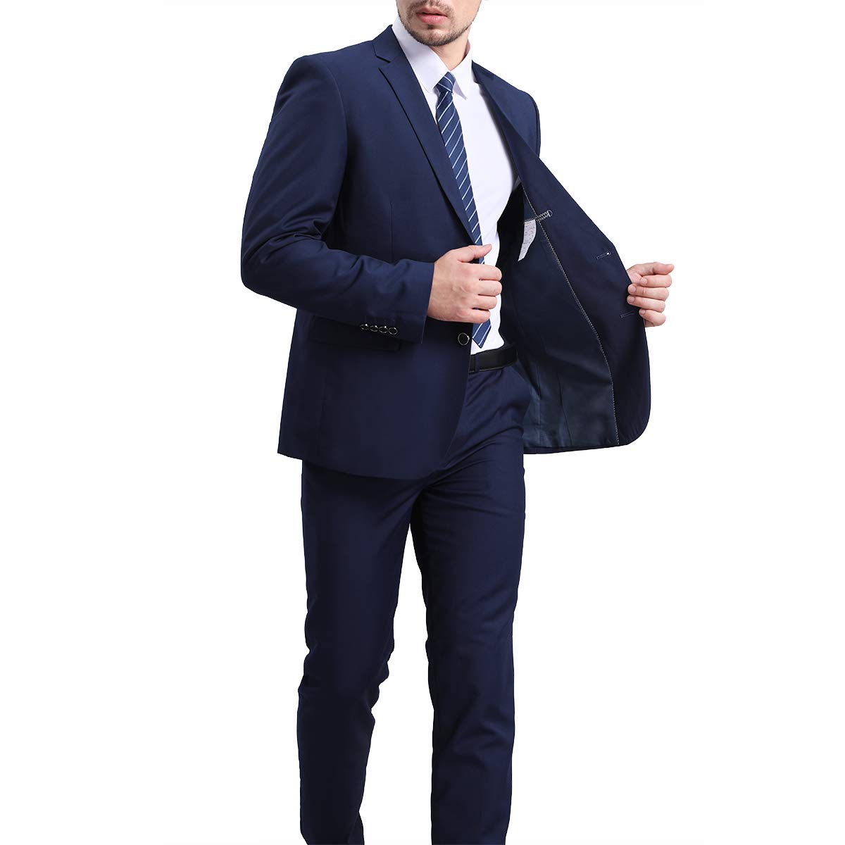 YFFUSHI Men's 2 Piece Suit Solid Two-Button Casual Elegant Tuxedo Royal Blue