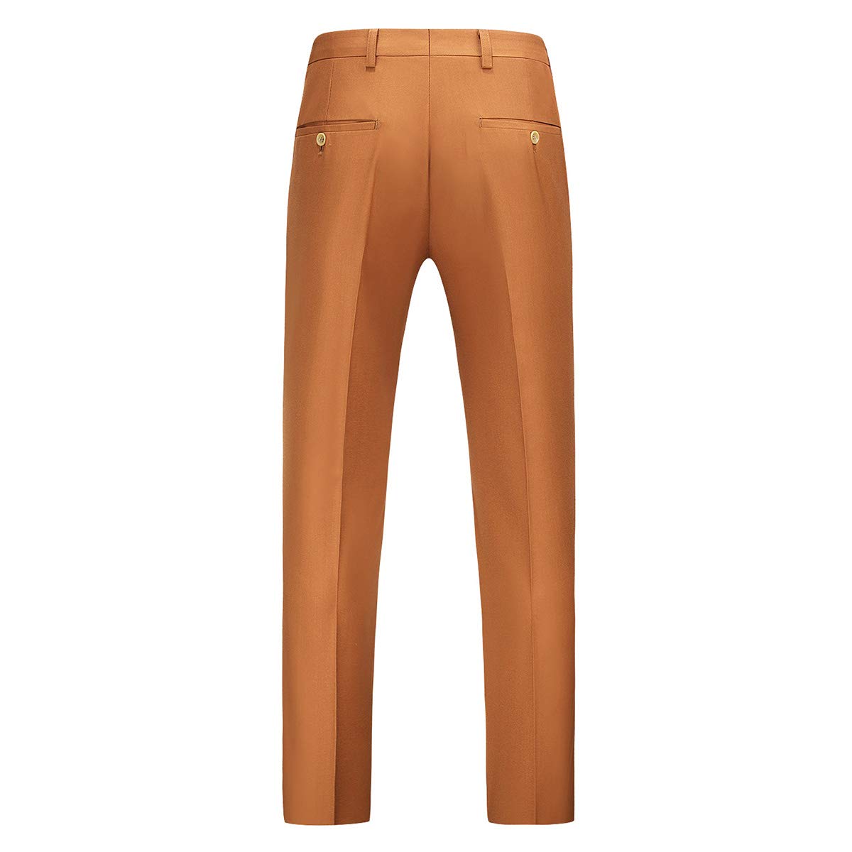 YFFUSHI Mens Flat Front Pants Slim Fit Premium Comfort Dress Trousers Caramel