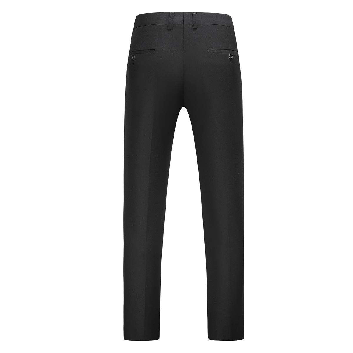 YFFUSHI Mens Flat Front Pants Slim Fit Premium Comfort Dress Trousers Black