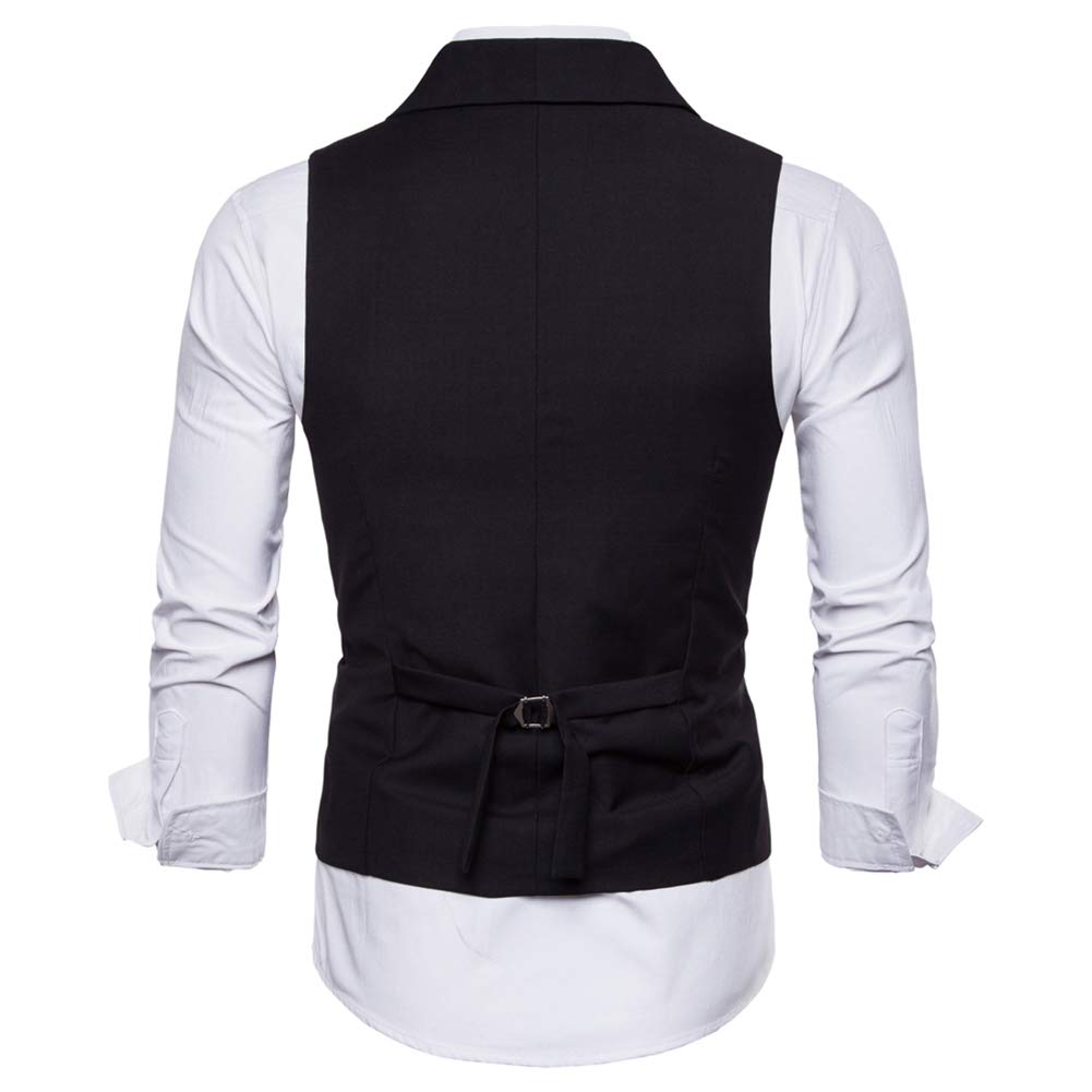 YFFUSHI Mens Turn Down Collar Premium Button Down Vest Waistcoat Black